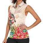 Merry Christmas Aussie Aboriginal Women Sleeveless Polo Shirt Rosebreasted Cockatoo Pastel - Aussie Hoodie