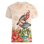 Merry Christmas Aussie Aboriginal Women V-Neck T-Shirt Rosebreasted Cockatoo Pastel - Aussie Hoodie