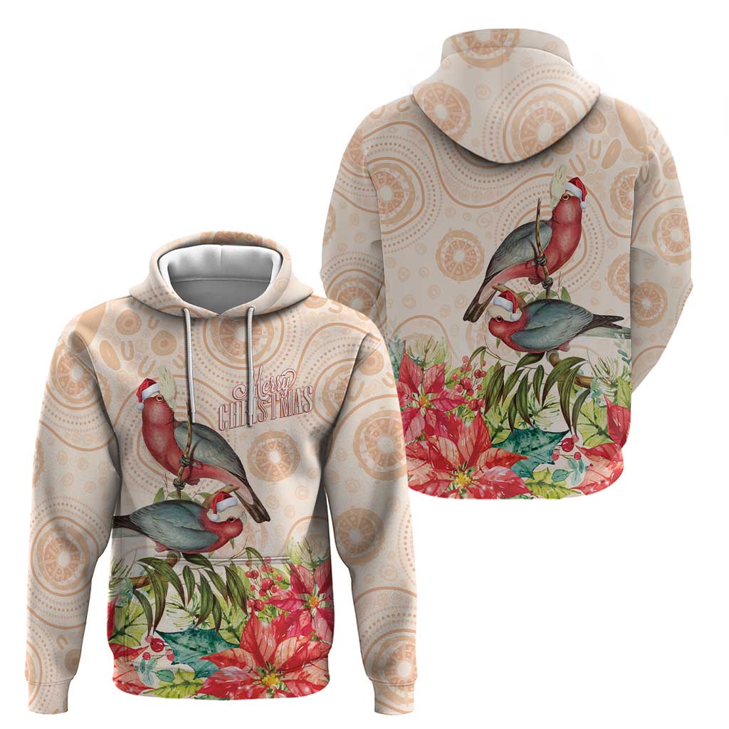 Merry Christmas Aussie Aboriginal Zip Hoodie Rosebreasted Cockatoo Pastel - Aussie Hoodie