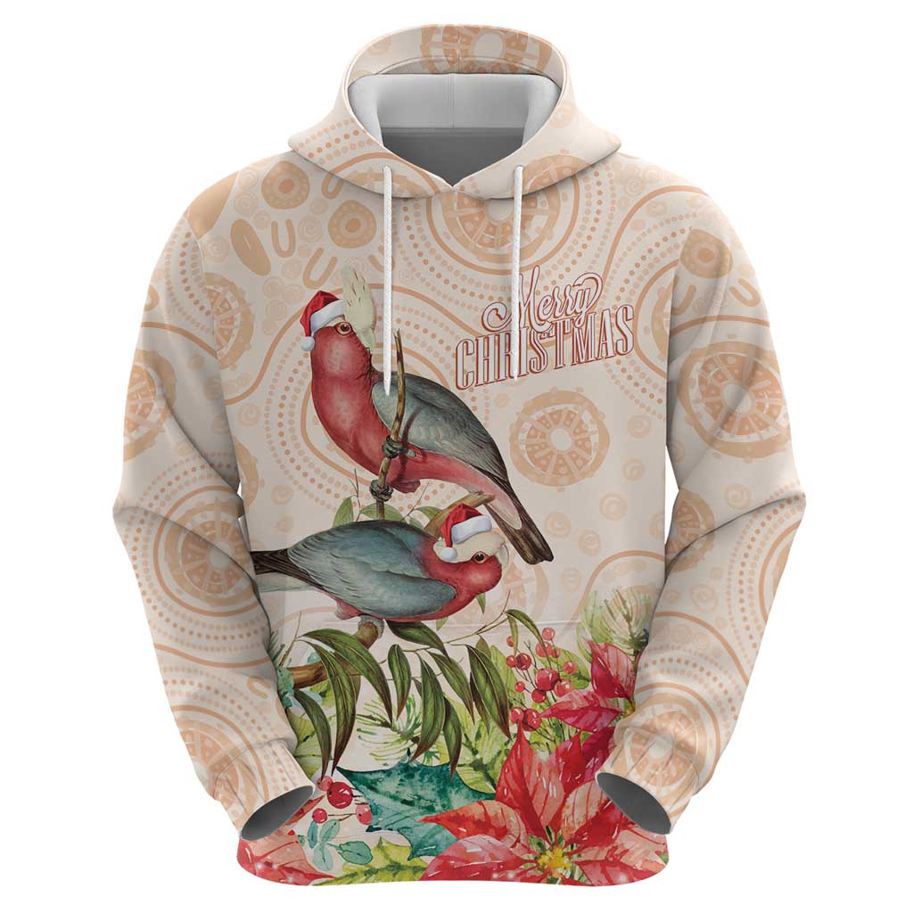 Merry Christmas Aussie Aboriginal Zip Hoodie Rosebreasted Cockatoo Pastel - Aussie Hoodie