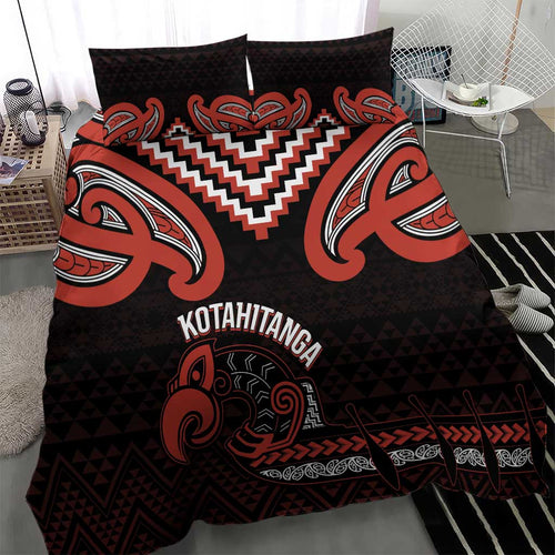 Maori Waitangi Bedding Set Kotahitanga Poutama Mix Whakairo - Aussie Hoodie