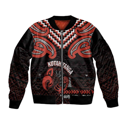Maori Waitangi Bomber Jacket Kotahitanga Poutama Mix Whakairo - Aussie Hoodie