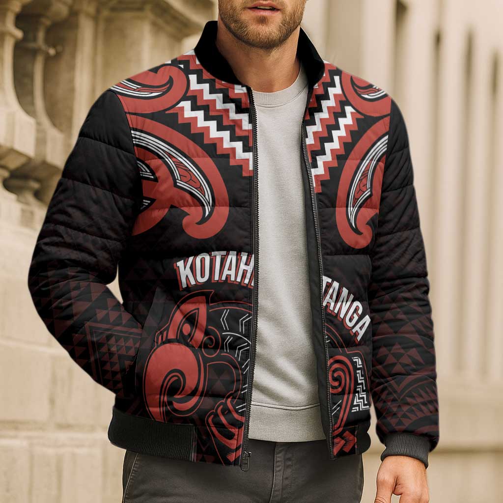 Maori Waitangi Bomber Puffer Jacket Kotahitanga Poutama Mix Whakairo - Aussie Hoodie