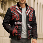 Maori Waitangi Bomber Puffer Jacket Kotahitanga Poutama Mix Whakairo - Aussie Hoodie
