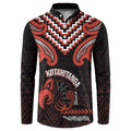 Maori Waitangi Button Sweatshirt Kotahitanga Poutama Mix Whakairo - Aussie Hoodie