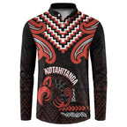 Maori Waitangi Button Sweatshirt Kotahitanga Poutama Mix Whakairo - Aussie Hoodie