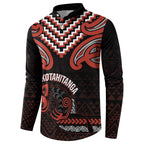 Maori Waitangi Button Sweatshirt Kotahitanga Poutama Mix Whakairo - Aussie Hoodie