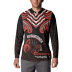 Maori Waitangi Button Sweatshirt Kotahitanga Poutama Mix Whakairo - Aussie Hoodie