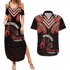 Maori Waitangi Couples Matching Summer Maxi Dress and Hawaiian Shirt Kotahitanga Poutama Mix Whakairo - Aussie Hoodie