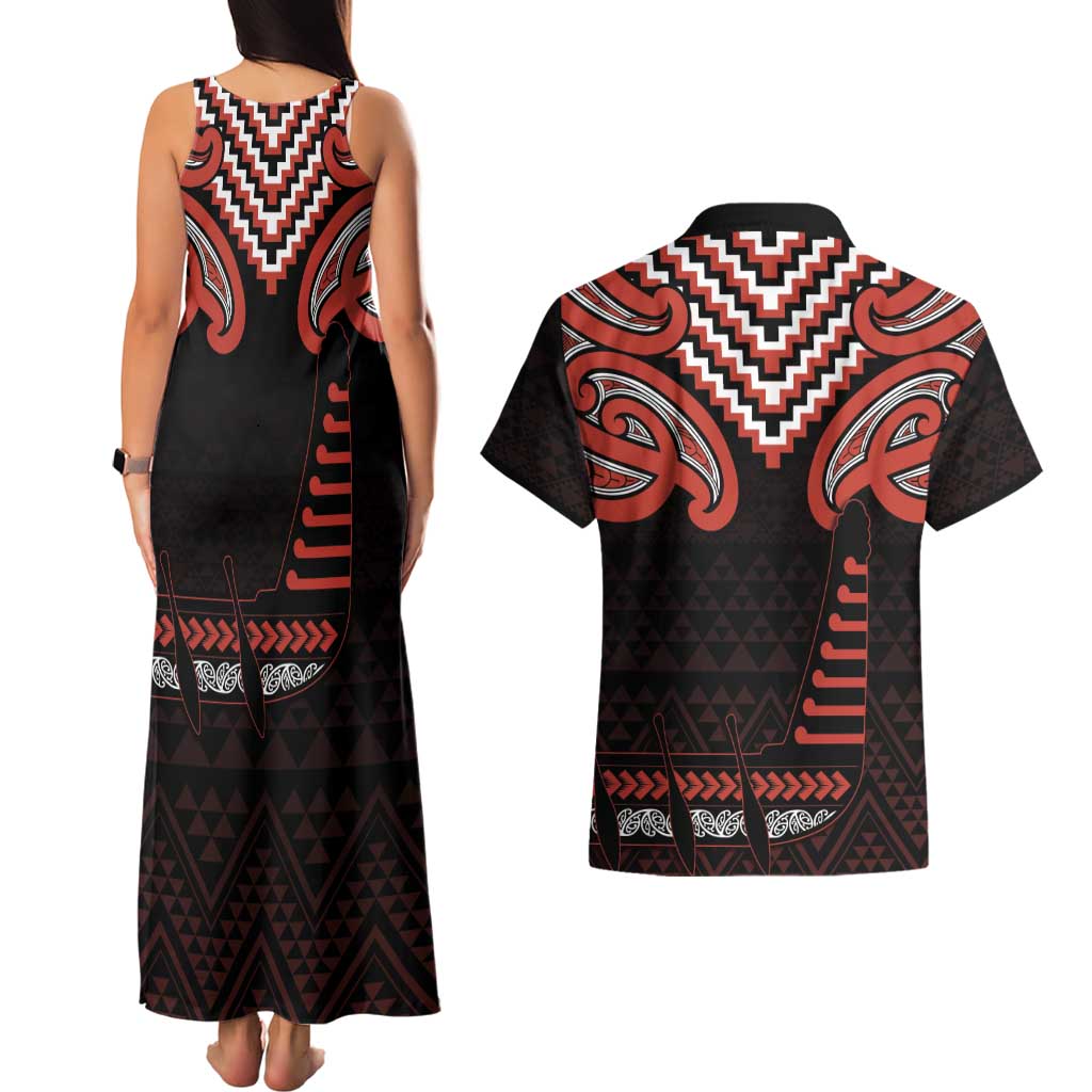 Maori Waitangi Couples Matching Tank Maxi Dress and Hawaiian Shirt Kotahitanga Poutama Mix Whakairo - Aussie Hoodie