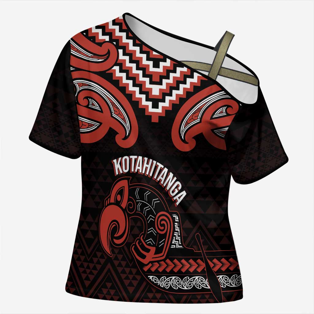 Maori Waitangi Cross Shoulder Shirt Kotahitanga Poutama Mix Whakairo - Aussie Hoodie