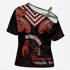Maori Waitangi Cross Shoulder Shirt Kotahitanga Poutama Mix Whakairo - Aussie Hoodie