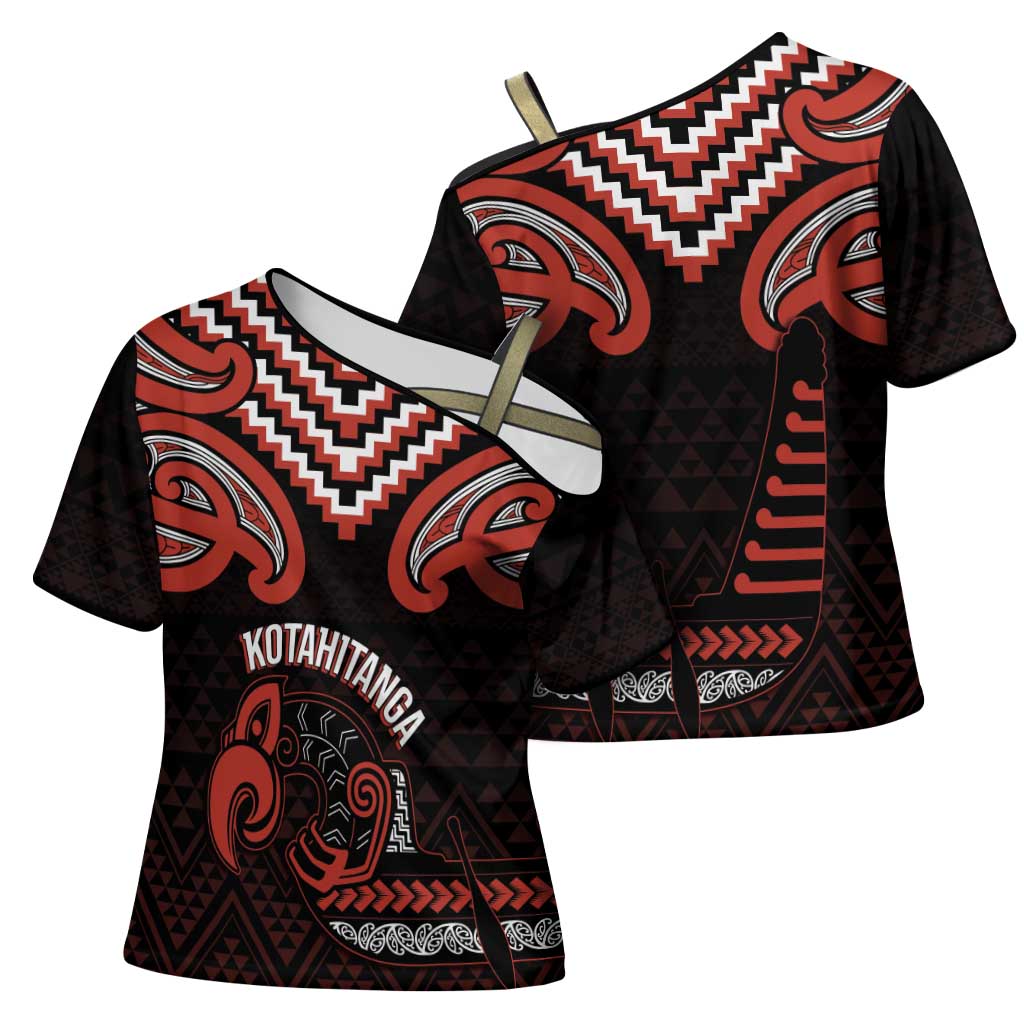 Maori Waitangi Cross Shoulder Shirt Kotahitanga Poutama Mix Whakairo - Aussie Hoodie