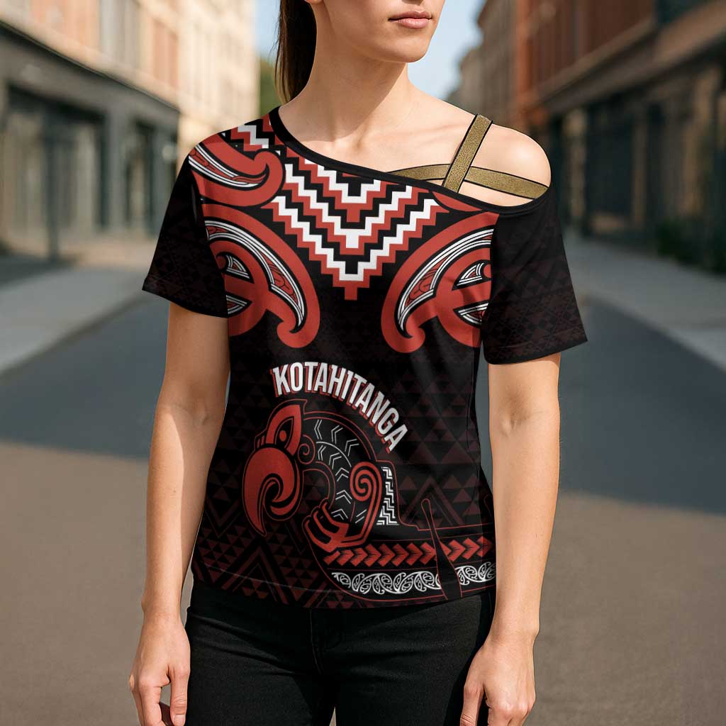 Maori Waitangi Cross Shoulder Shirt Kotahitanga Poutama Mix Whakairo - Aussie Hoodie