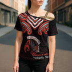 Maori Waitangi Cross Shoulder Shirt Kotahitanga Poutama Mix Whakairo - Aussie Hoodie