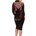 Maori Waitangi Family Matching Long Sleeve Bodycon Dress and Hawaiian Shirt Kotahitanga Poutama Mix Whakairo - Aussie Hoodie