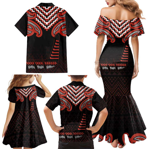 Maori Waitangi Family Matching Mermaid Dress and Hawaiian Shirt Kotahitanga Poutama Mix Whakairo - Aussie Hoodie