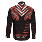 Maori Waitangi Family Matching Off The Shoulder Long Sleeve Dress and Hawaiian Shirt Kotahitanga Poutama Mix Whakairo - Aussie Hoodie
