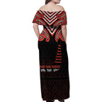 Maori Waitangi Family Matching Off Shoulder Maxi Dress and Hawaiian Shirt Kotahitanga Poutama Mix Whakairo - Aussie Hoodie