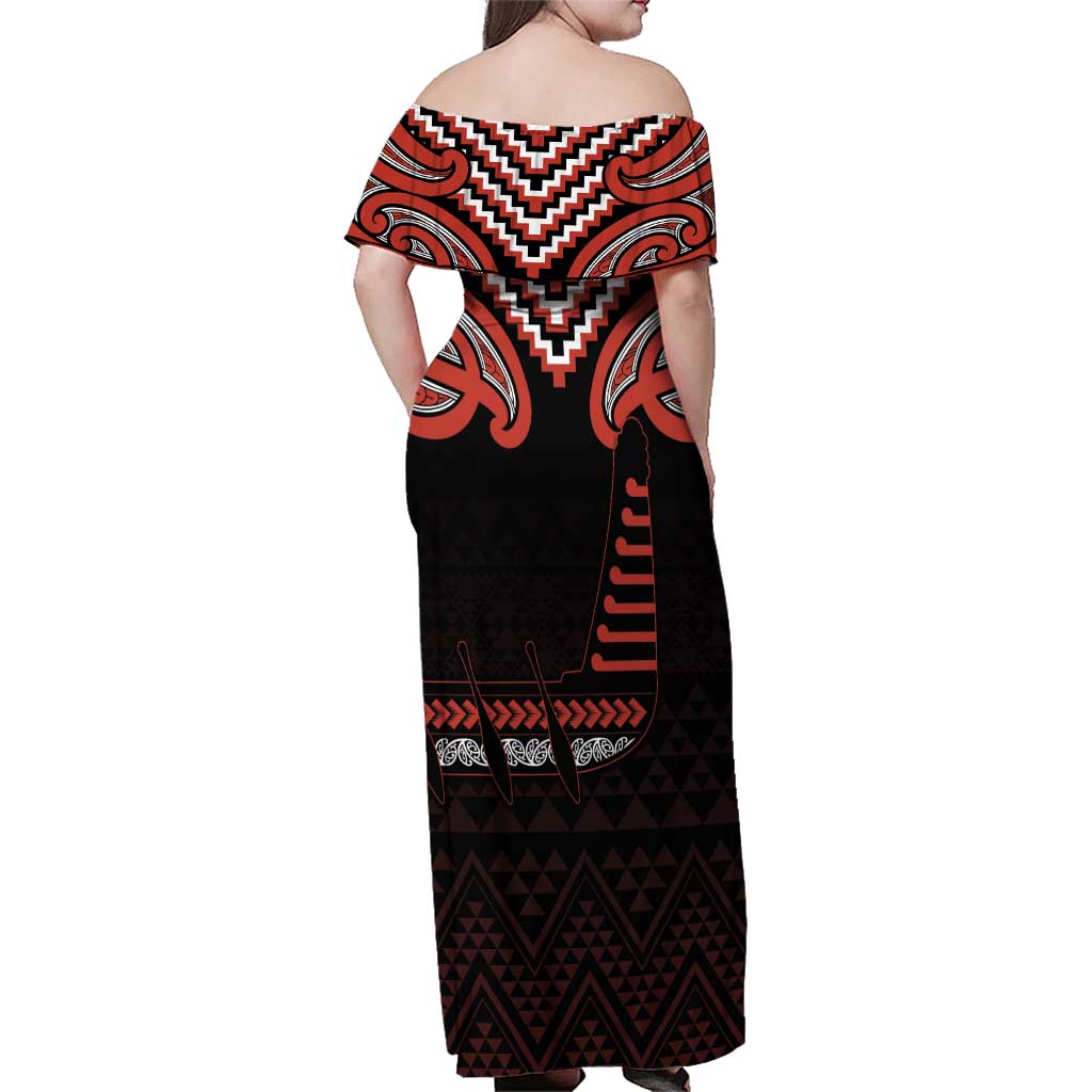 Maori Waitangi Family Matching Off Shoulder Maxi Dress and Hawaiian Shirt Kotahitanga Poutama Mix Whakairo - Aussie Hoodie