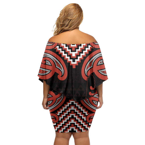 Maori Waitangi Family Matching Off Shoulder Short Dress and Hawaiian Shirt Kotahitanga Poutama Mix Whakairo - Aussie Hoodie