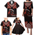 Maori Waitangi Family Matching Puletasi and Hawaiian Shirt Kotahitanga Poutama Mix Whakairo - Aussie Hoodie