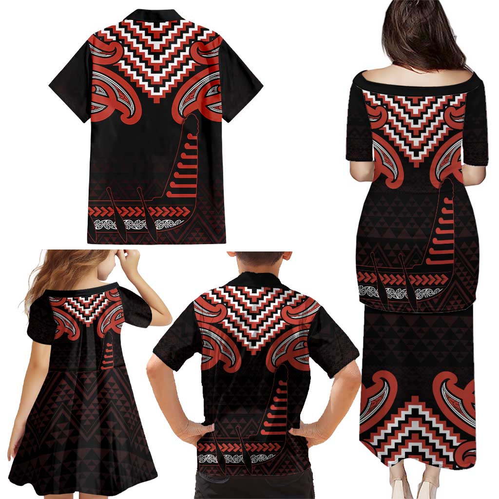 Maori Waitangi Family Matching Puletasi and Hawaiian Shirt Kotahitanga Poutama Mix Whakairo - Aussie Hoodie