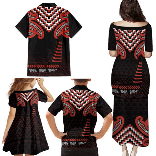 Maori Waitangi Family Matching Puletasi and Hawaiian Shirt Kotahitanga Poutama Mix Whakairo - Aussie Hoodie