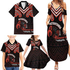 Maori Waitangi Family Matching Summer Maxi Dress and Hawaiian Shirt Kotahitanga Poutama Mix Whakairo - Aussie Hoodie