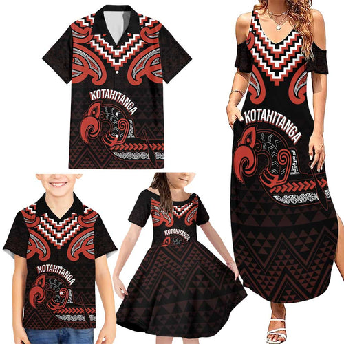 Maori Waitangi Family Matching Summer Maxi Dress and Hawaiian Shirt Kotahitanga Poutama Mix Whakairo - Aussie Hoodie