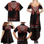 Maori Waitangi Family Matching Summer Maxi Dress and Hawaiian Shirt Kotahitanga Poutama Mix Whakairo - Aussie Hoodie