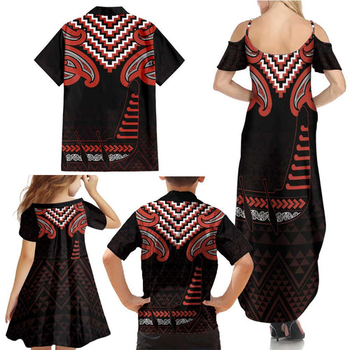 Maori Waitangi Family Matching Summer Maxi Dress and Hawaiian Shirt Kotahitanga Poutama Mix Whakairo - Aussie Hoodie