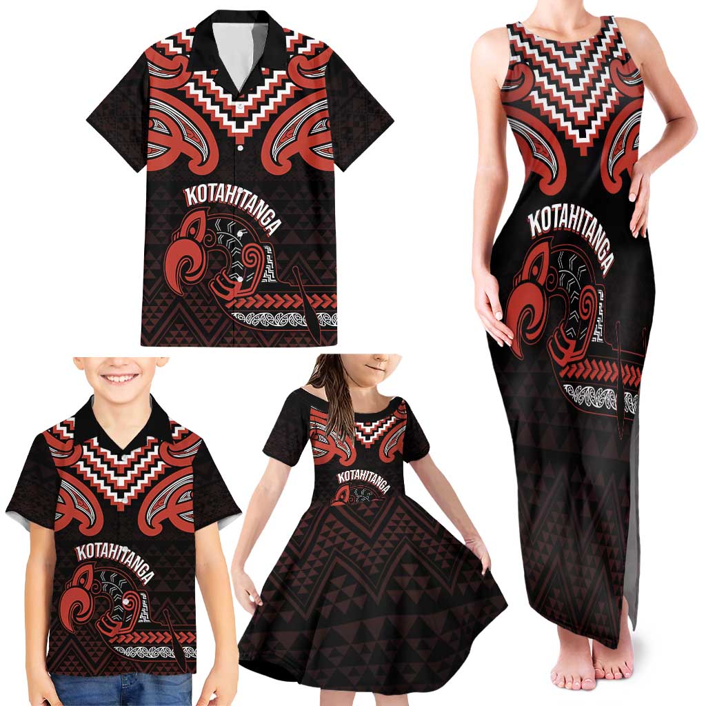 Maori Waitangi Family Matching Tank Maxi Dress and Hawaiian Shirt Kotahitanga Poutama Mix Whakairo - Aussie Hoodie