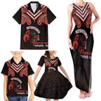 Maori Waitangi Family Matching Tank Maxi Dress and Hawaiian Shirt Kotahitanga Poutama Mix Whakairo - Aussie Hoodie