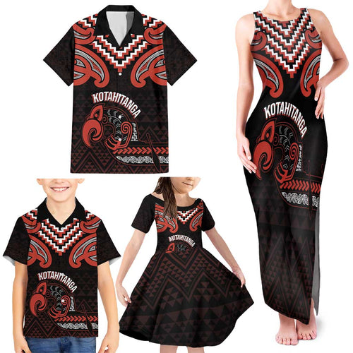 Maori Waitangi Family Matching Tank Maxi Dress and Hawaiian Shirt Kotahitanga Poutama Mix Whakairo - Aussie Hoodie