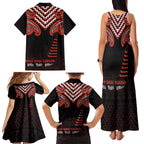 Maori Waitangi Family Matching Tank Maxi Dress and Hawaiian Shirt Kotahitanga Poutama Mix Whakairo - Aussie Hoodie