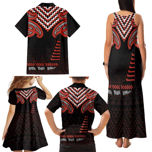Maori Waitangi Family Matching Tank Maxi Dress and Hawaiian Shirt Kotahitanga Poutama Mix Whakairo - Aussie Hoodie