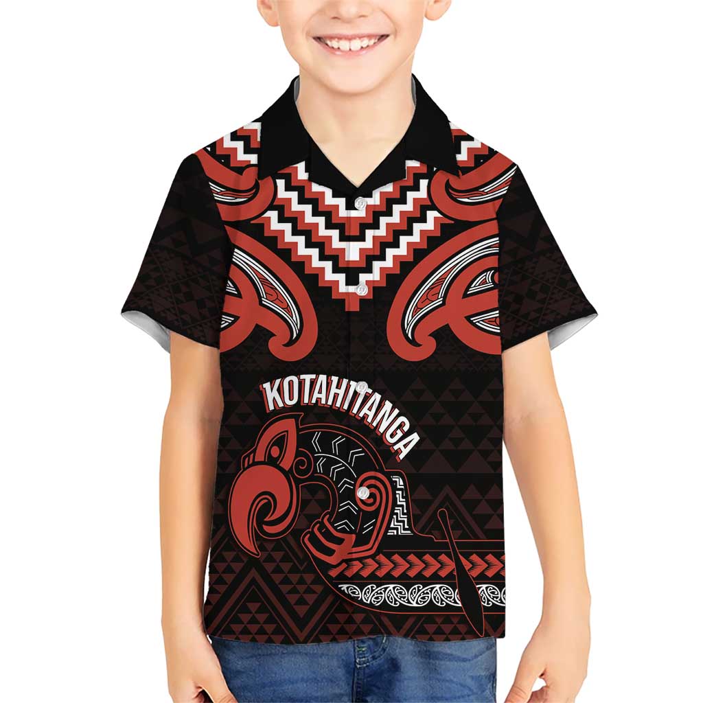 Maori Waitangi Kid Hawaiian Shirt Kotahitanga Poutama Mix Whakairo - Aussie Hoodie