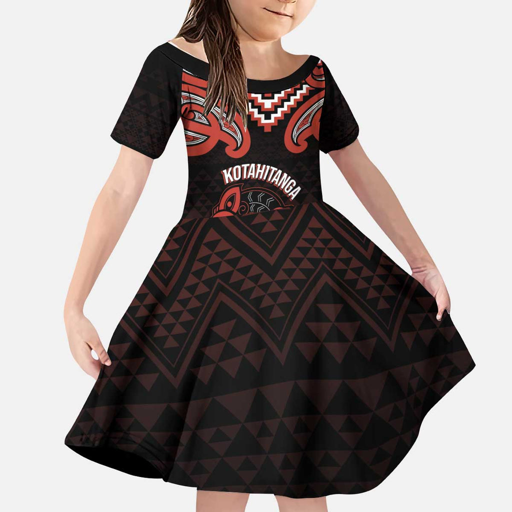 Maori Waitangi Kid Short Sleeve Dress Kotahitanga Poutama Mix Whakairo - Aussie Hoodie