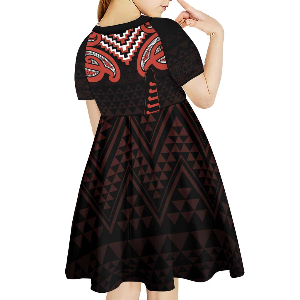 Maori Waitangi Kid Short Sleeve Dress Kotahitanga Poutama Mix Whakairo - Aussie Hoodie