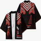Maori Waitangi Kimono Kotahitanga Poutama Mix Whakairo - Aussie Hoodie