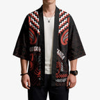 Maori Waitangi Kimono Kotahitanga Poutama Mix Whakairo - Aussie Hoodie