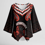 Maori Waitangi Kimono Sleeve Blouse Kotahitanga Poutama Mix Whakairo - Aussie Hoodie