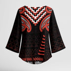 Maori Waitangi Kimono Sleeve Blouse Kotahitanga Poutama Mix Whakairo - Aussie Hoodie