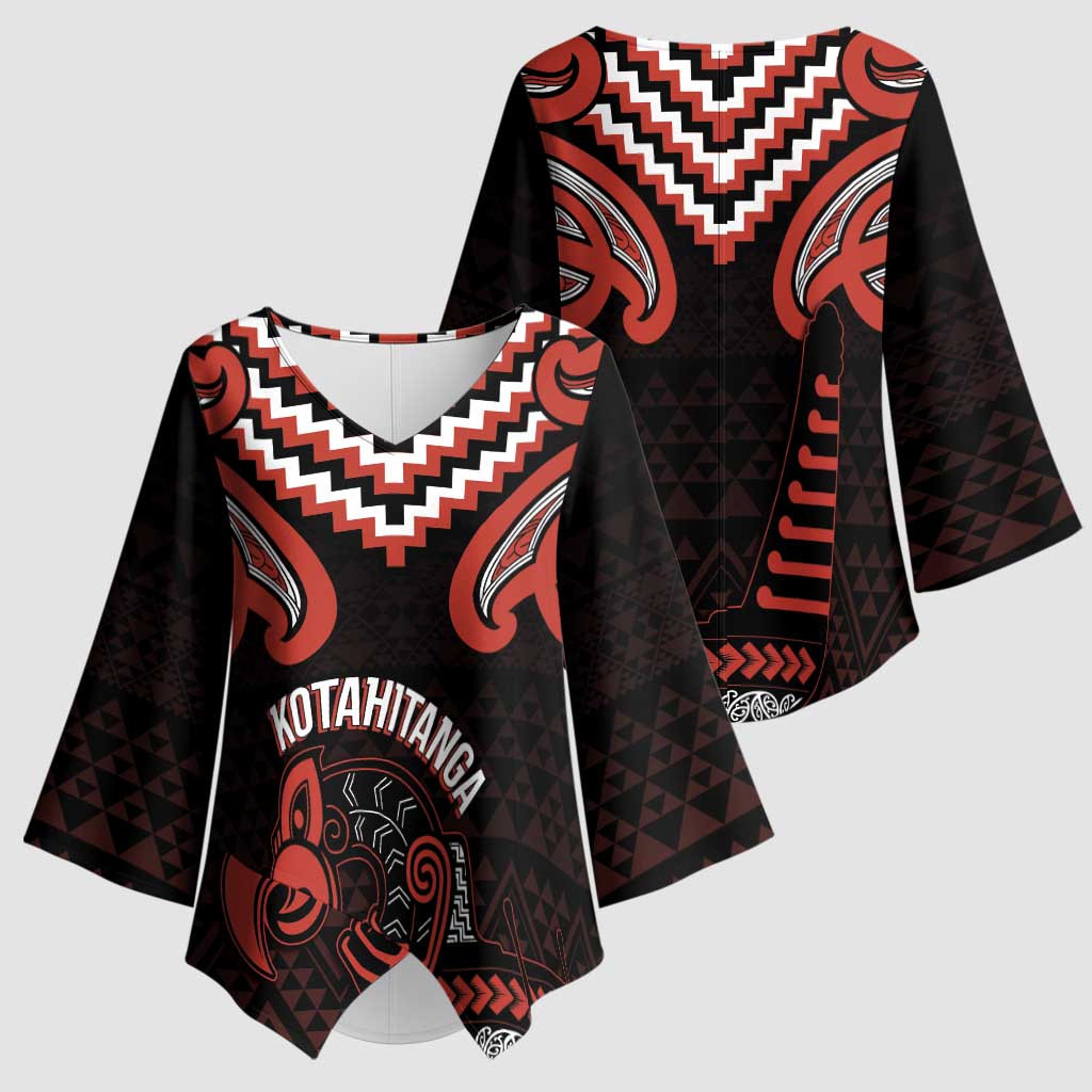 Maori Waitangi Kimono Sleeve Blouse Kotahitanga Poutama Mix Whakairo - Aussie Hoodie