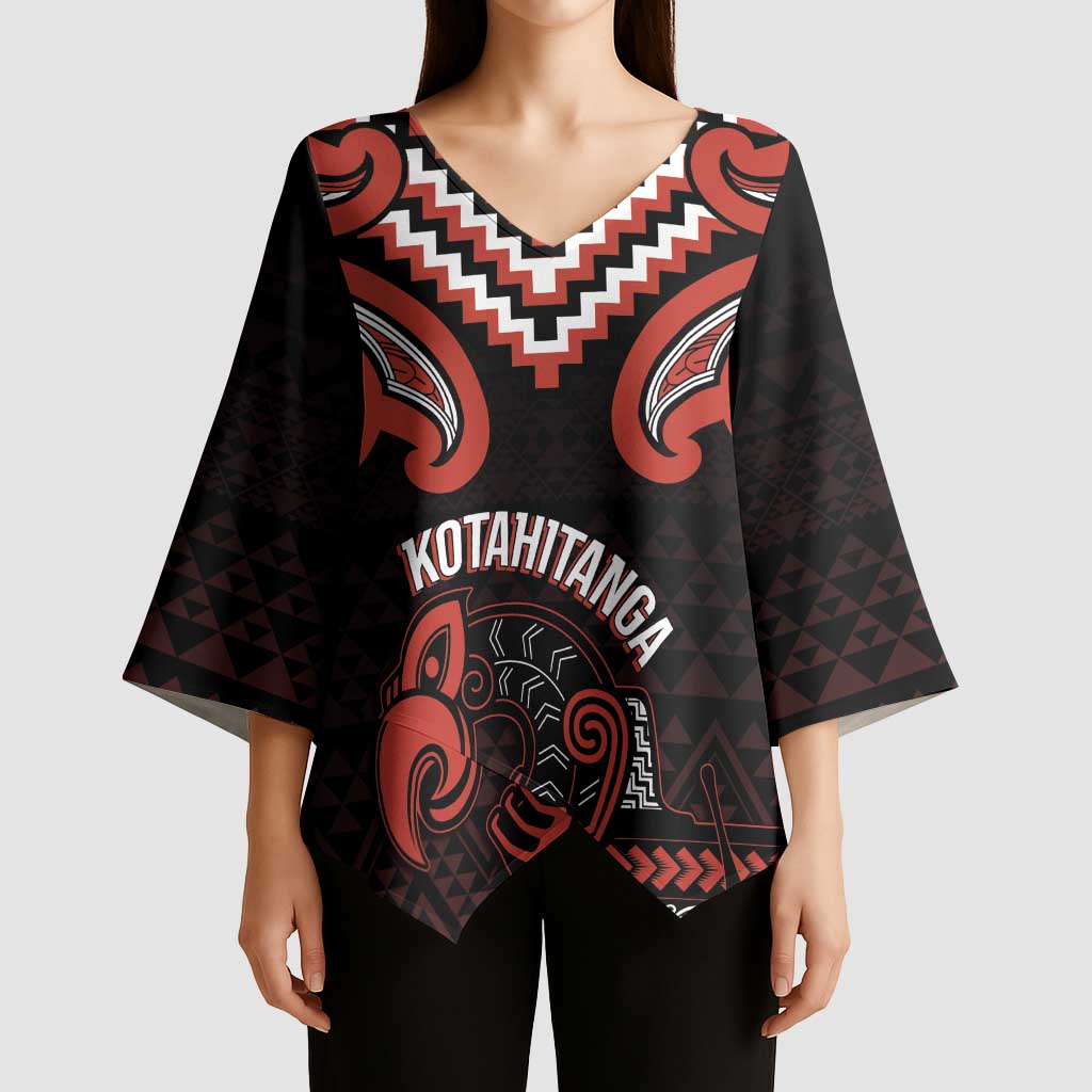 Maori Waitangi Kimono Sleeve Blouse Kotahitanga Poutama Mix Whakairo - Aussie Hoodie