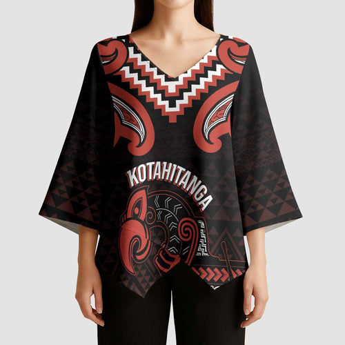 Maori Waitangi Kimono Sleeve Blouse Kotahitanga Poutama Mix Whakairo - Aussie Hoodie