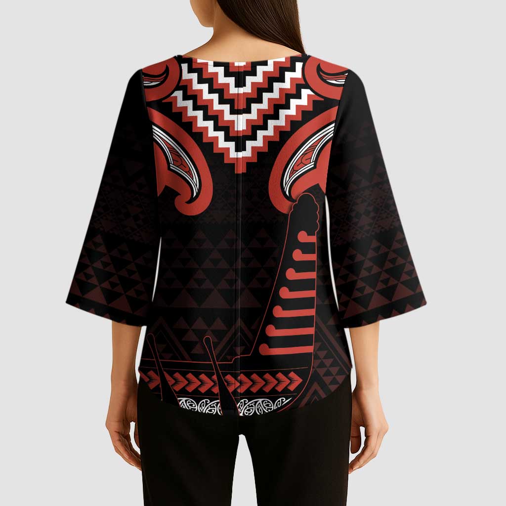 Maori Waitangi Kimono Sleeve Blouse Kotahitanga Poutama Mix Whakairo - Aussie Hoodie