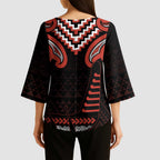 Maori Waitangi Kimono Sleeve Blouse Kotahitanga Poutama Mix Whakairo - Aussie Hoodie