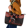 Maori Waitangi Leather Tote Bag Kotahitanga Poutama Mix Whakairo - Aussie Hoodie
